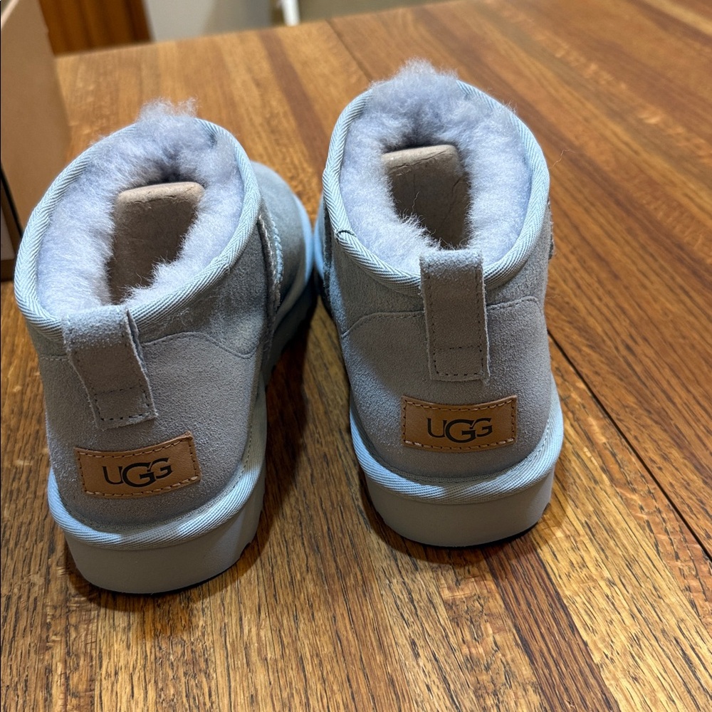 NWT UGG Light Blue Gray Ultra-mini Suade boots - Picture 3 of 9